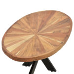 Coffee table Fardy solid acacia wood in natural color with black metal legs 120x60x45cm - Image 4