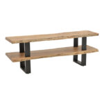 Fuji TV cabinet, solid acacia wood in a natural shade with black metal legs 140x40x52cm - Слика 2