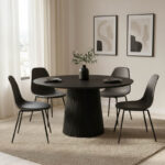 Canicule table solid acacia wood in black shade D120x75cm