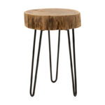 Tripp side table, solid acacia wood in a natural shade with black metal legs 32x30x47cm - Слика 2
