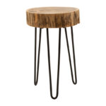 Tripp side table, solid acacia wood in a natural shade with black metal legs 32x30x47cm - Слика 3