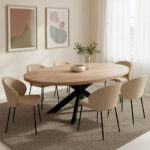 Fardy table, solid mango wood in a natural shade with black metal legs 220x100x76cm