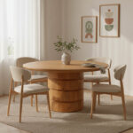 Charmy table solid mango wood in natural shade D130x76cm