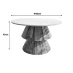 Coffee table Havai solid mango wood in natural shade and white marble surface D80x45cm - Слика 4