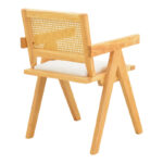 Winslow armchair rubberwood in natural shade-whtie fabric 51x54x80cm - Image 3