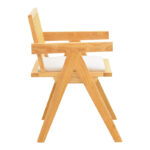 Winslow armchair rubberwood in natural shade-whtie fabric 51x54x80cm - Image 4