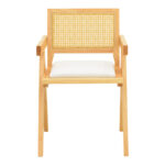 Winslow armchair rubberwood in natural shade-whtie fabric 51x54x80cm - Image 5