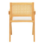 Winslow armchair rubberwood in natural shade-whtie fabric 51x54x80cm - Image 6