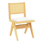 Winslow chair rubberwood in natural shade-white fabric 46x58x80cm