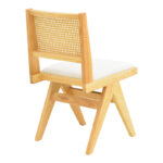 Winslow chair rubberwood in natural shade-white fabric 46x58x80cm - Image 3