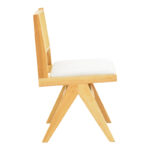 Winslow chair rubberwood in natural shade-white fabric 46x58x80cm - Image 4