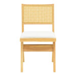 Winslow chair rubberwood in natural shade-white fabric 46x58x80cm - Image 5