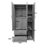 Three-door wardrobe with 2 drawers Lego in wenge color 90x42x180cm - Image 6