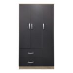 Three-door wardrobe with 2 drawers Lego in sonoma-dark grey color 90x42x180cm - Image 4