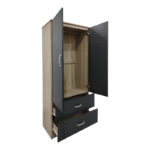 Two-door wardrobe with 2 drawers Lego in sonoma-dark grey color 80x42x180cm - Image 2