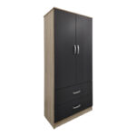 Two-door wardrobe with 2 drawers Lego in sonoma-dark grey color 80x42x180cm