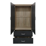 Two-door wardrobe with 2 drawers Lego in sonoma-dark grey color 80x42x180cm - Image 3