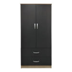 Two-door wardrobe with 2 drawers Lego in sonoma-dark grey color 80x42x180cm - Image 4