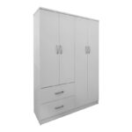 Four-door wardrobe with 2 drawers Lego in white color 120.5x42x181cm