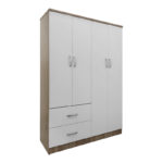 Four-door wardrobe with 2 drawers Lego in sonoma-white color 120.5x42x181cm