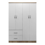 Four-door wardrobe with 2 drawers Lego in sonoma-white color 120.5x42x181cm - Image 4