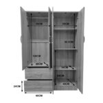 Four-door wardrobe with 2 drawers Lego in sonoma-white color 120.5x42x181cm - Image 6
