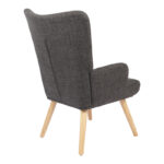 Armchair Gerlina dark grey fabric and legs in natural color 71x64x94cm - Image 2