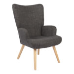 Armchair Gerlina dark grey fabric and legs in natural color 71x64x94cm