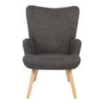 Armchair Gerlina dark grey fabric and legs in natural color 71x64x94cm - Image 4