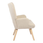 Armchair Gerlina cream fabric and legs in natural color 71x64x94cm - Image 3