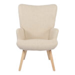 Armchair Gerlina cream fabric and legs in natural color 71x64x94cm - Image 4
