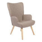 Armchair Gerlina grey-beige fabric and legs in natural color 71x64x94cm