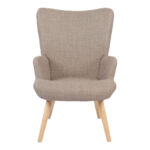 Armchair Gerlina grey-beige fabric and legs in natural color 71x64x94cm - Image 4
