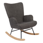 Rotating armchair Jianna dark grey fabric and legs in natural color 79x64x89cm