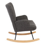 Rotating armchair Jianna dark grey fabric and legs in natural color 79x64x89cm - Image 3
