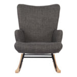 Rotating armchair Jianna dark grey fabric and legs in natural color 79x64x89cm - Image 4