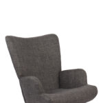 Rotating armchair Jianna dark grey fabric and legs in natural color 79x64x89cm - Image 6