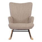 Rotating armchair Jianna grey-beige fabric and legs in natural color 79x64x89cm - Image 4