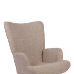Rotating armchair Jianna grey-beige fabric and legs in natural color 79x64x89cm - Image 6