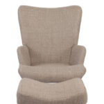 Armchair with footstool Gerlina grey-beige fabric and legs in natural color 71x64x94cm - Image 5