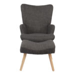 Armchair with footstool Gerlina dark grey fabric and legs in natural color 71x64x94cm - Image 3