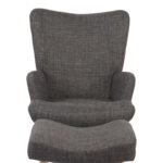 Armchair with footstool Gerlina dark grey fabric and legs in natural color 71x64x94cm - Image 5