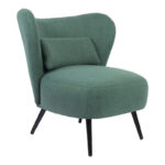 Armchair Nagreta green fabric and metal legs in black color 77x73x74cm