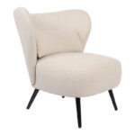 Armchair Nagreta cream fabric and metal legs in black color 77x73x74cm
