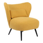 Armchair Nagreta yellow fabric and metal legs in black color 77x73x74cm