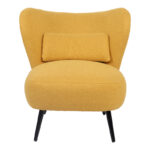 Armchair Nagreta yellow fabric and metal legs in black color 77x73x74cm - Image 4