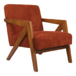 Armchair Garifa terracotta fabric and legs in walnut color 79x75x75cm