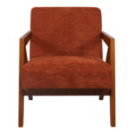 Armchair Garifa terracotta fabric and legs in walnut color 79x75x75cm - Image 4