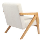 Armchair Garifa white fabric and legs in natural color 79x75x75cm - Image 2