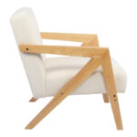 Armchair Garifa white fabric and legs in natural color 79x75x75cm - Image 3